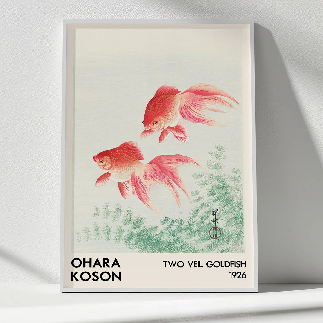 Two Veil Goldfish – by Ohara Koson