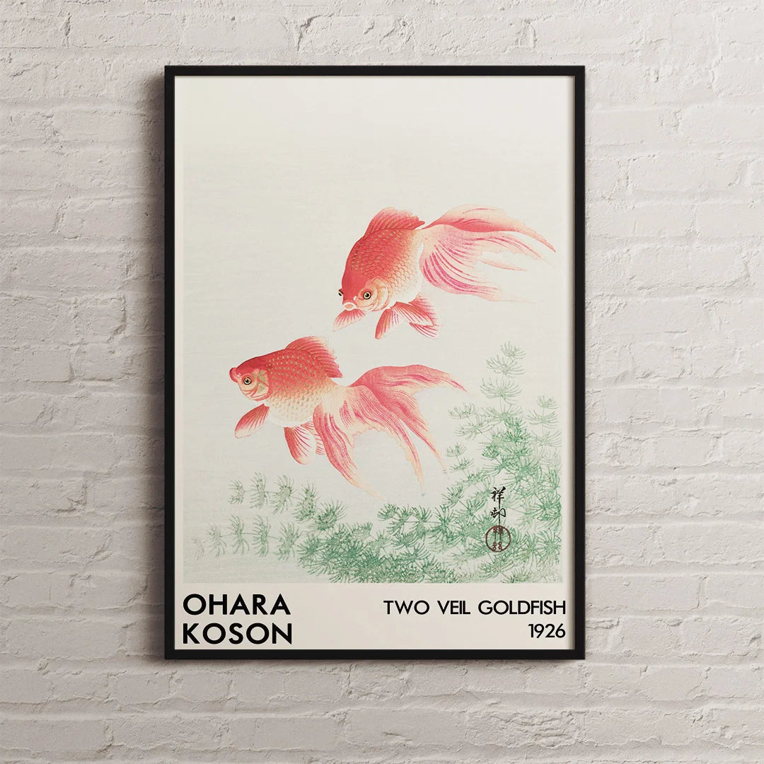 Two Veil Goldfish – by Ohara Koson