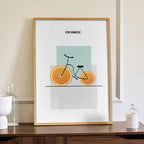 Orange Ride – Minimalist Fruit Bicycle Wall Art