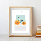 Orange Ride – Minimalist Fruit Bicycle Wall Art