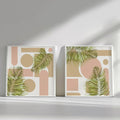 Tropical Palm Geometry – Set of 2 Modern Botanical Wall Art Prints
