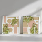 Tropical Palm Geometry – Set of 2 Modern Botanical Wall Art Prints