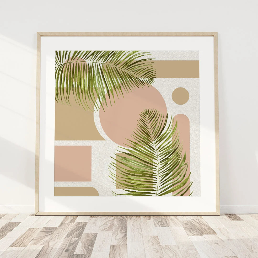 Tropical Palm Geometry – Set of 2 Modern Botanical Wall Art Prints