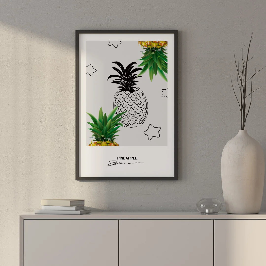 Pineapple Sketch – Modern Tropical Minimal Wall Art