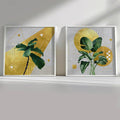 Modern Botanical Geometry – Set of 2 Gold Accent Wall Art Prints