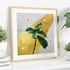 Modern Botanical Geometry – Set of 2 Gold Accent Wall Art Prints