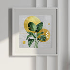 Modern Botanical Geometry – Set of 2 Gold Accent Wall Art Prints