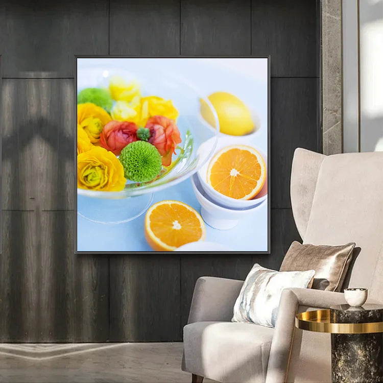 Citrus Bloom Elegance – Modern Floral Still Life Wall Art