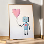 Little Robot with Heart Balloon