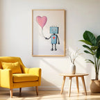 Little Robot with Heart Balloon