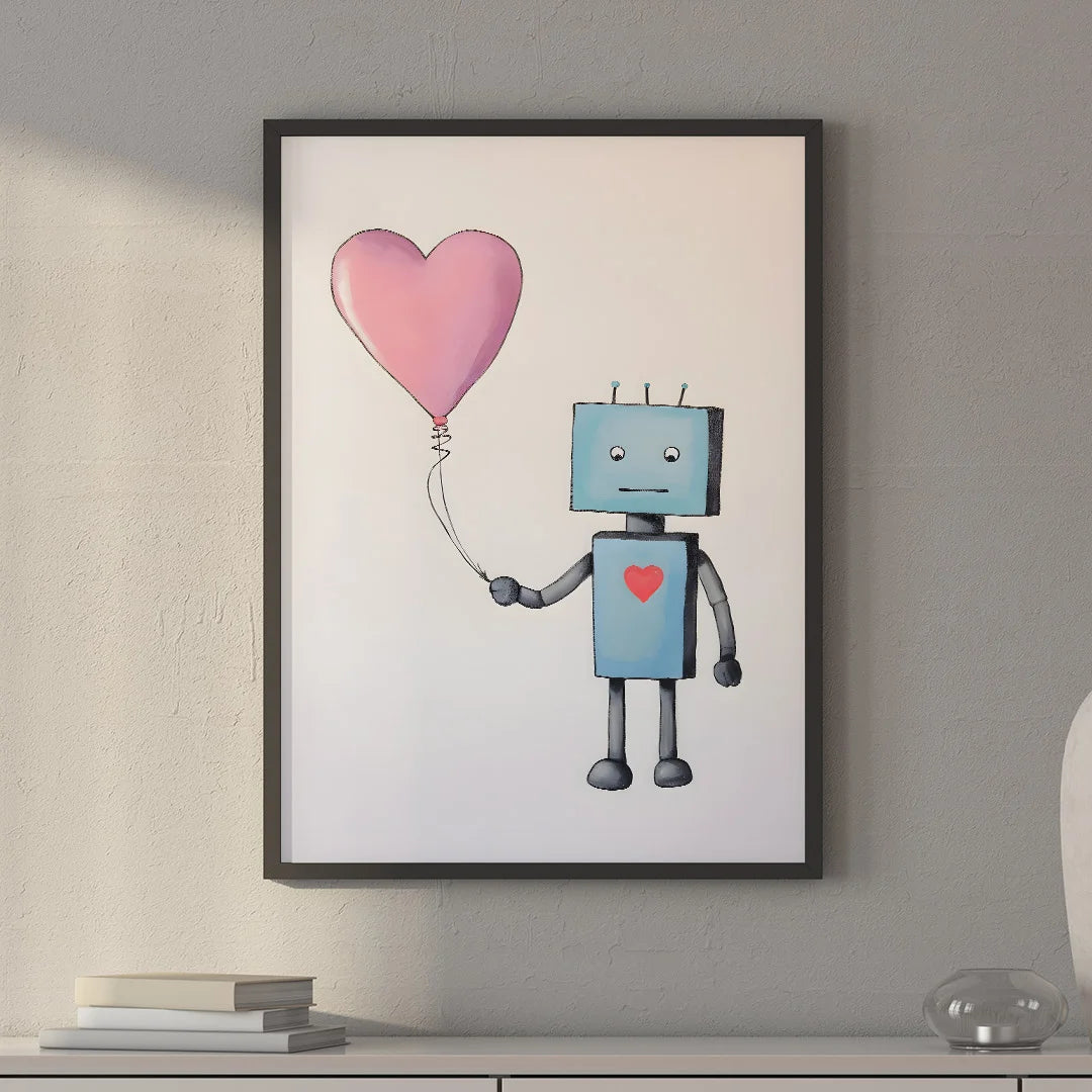 Little Robot with Heart Balloon