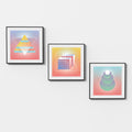 Pastel Geometry Harmony – Set of 3 Modern Abstract Paintings
