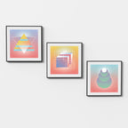 Pastel Geometry Harmony – Set of 3 Modern Abstract Paintings