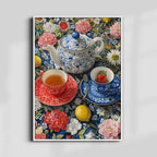 Floral Tea Harmony – Vintage Inspired Still Life Wall Art