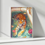 Tiger Bath – Whimsical Art Print