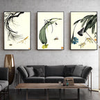 Oriental Ink Nature – Set of 3 Minimal Asian Wall Art Prints