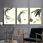 Oriental Ink Nature – Set of 3 Minimal Asian Wall Art Prints