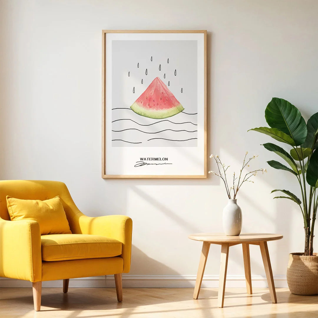 Watermelon Slice – Minimalist Watercolor Wall Art