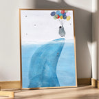 Whale & Balloon Adventure – Dreamy Kids Wall Art Poster