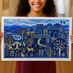 Indigo Landscape Folk Art