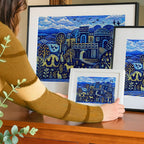 Indigo Landscape Folk Art