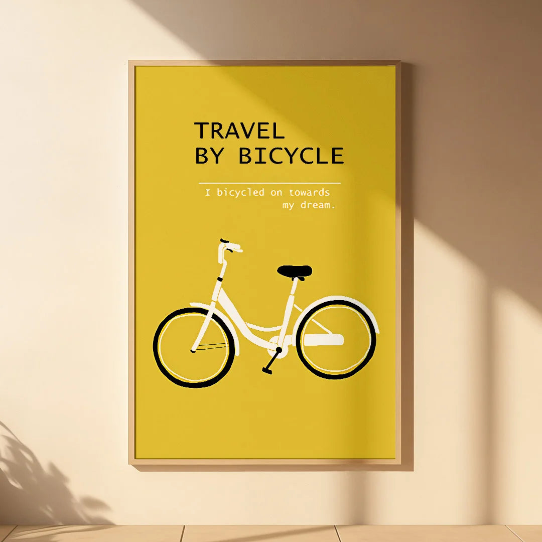 Travel by Bicycle – Minimal Motivational Wall Art Poster