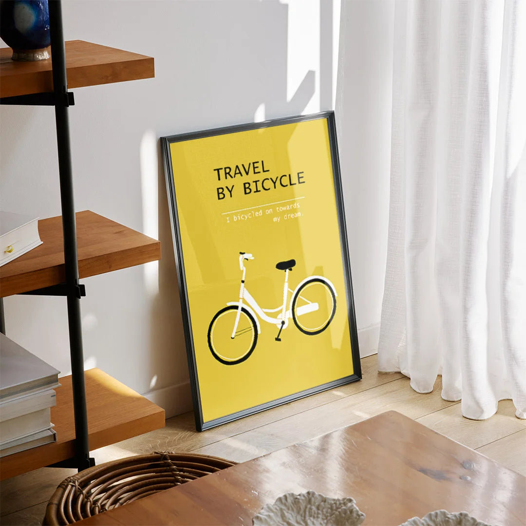 Travel by Bicycle – Minimal Motivational Wall Art Poster