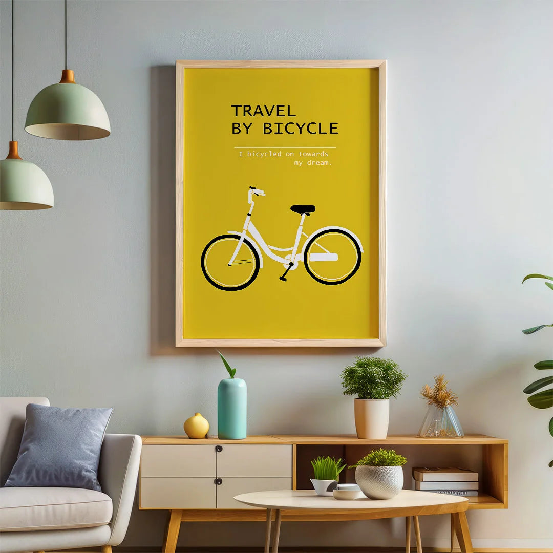 Travel by Bicycle – Minimal Motivational Wall Art Poster